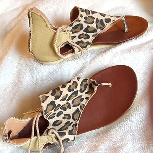 Leopard print sandals size 8